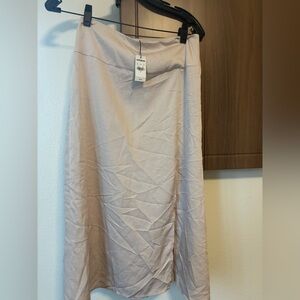 Elegant Cream Satin Women's Skirt